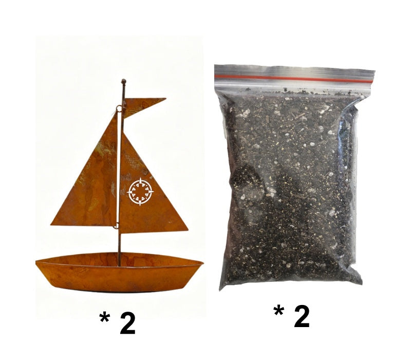 Rustic-metallinen istutusruukku – purjevene-malli