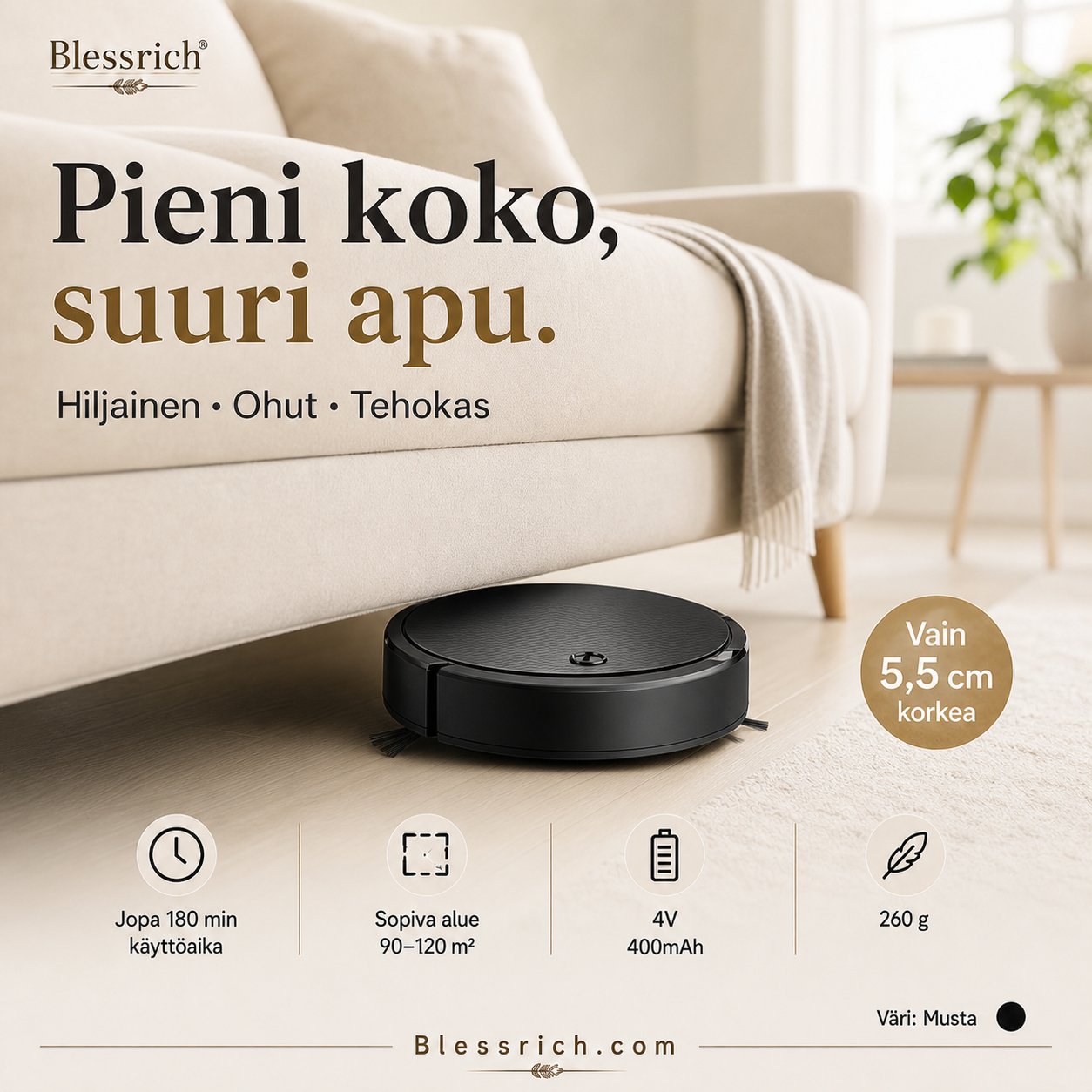 SmartSweep™ 3-in-1 -robottisiivooja – kompakti siivousapuri jokapäiväiseen käyttöön!