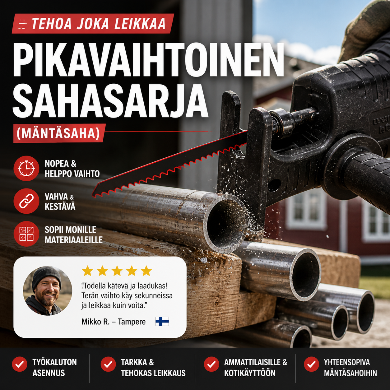 Pikavaihtoinen mäntäsahasarja – nopea ja tehokas leikkaamiseen!