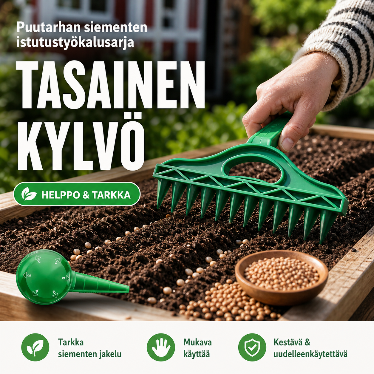 Puutarhan siementen istutustyökalusarja