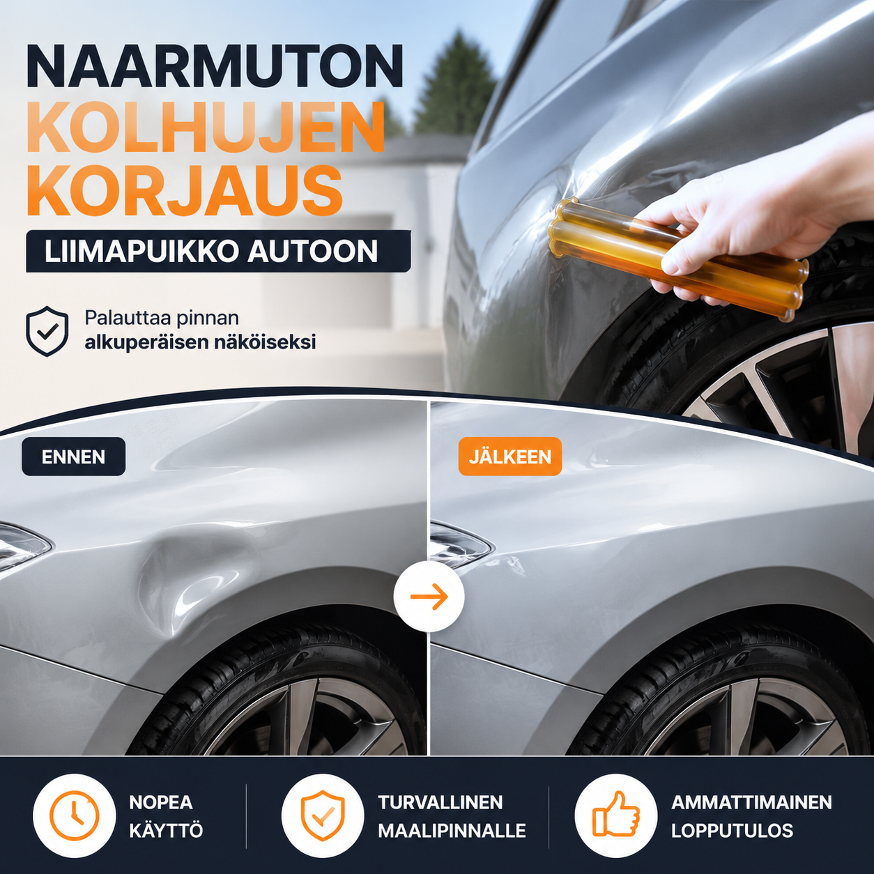 Maalipintaa vaurioittamaton kolhujen korjausliimapuikko autoon