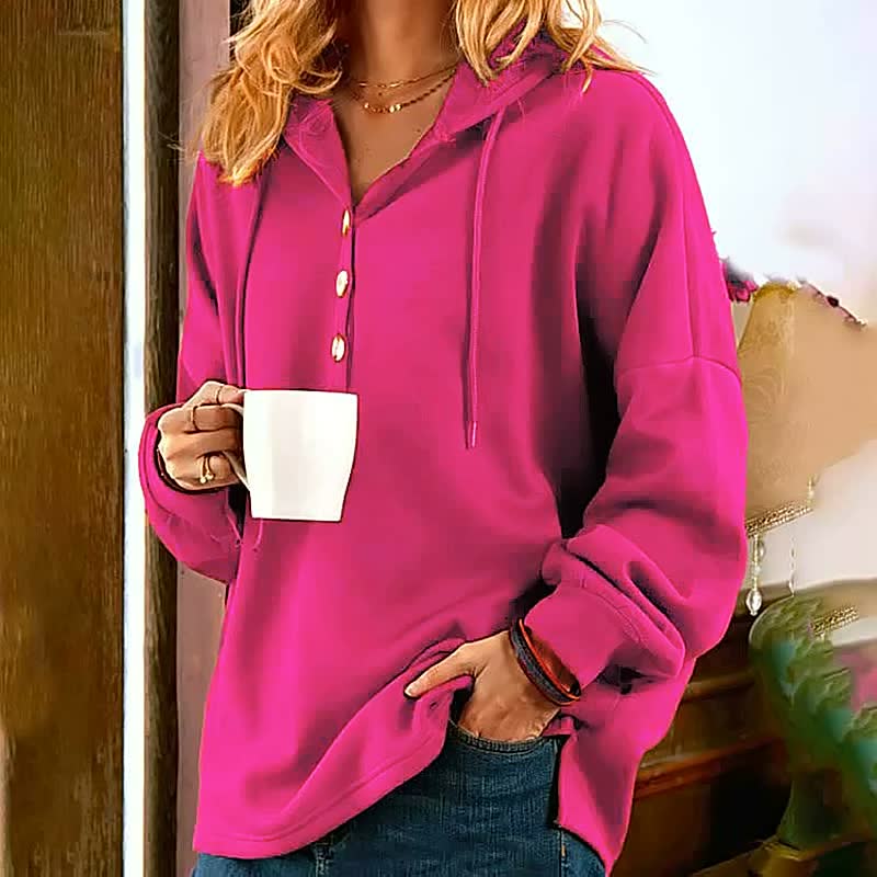 Tasainen väri Pullover huppari löysä huppari paita