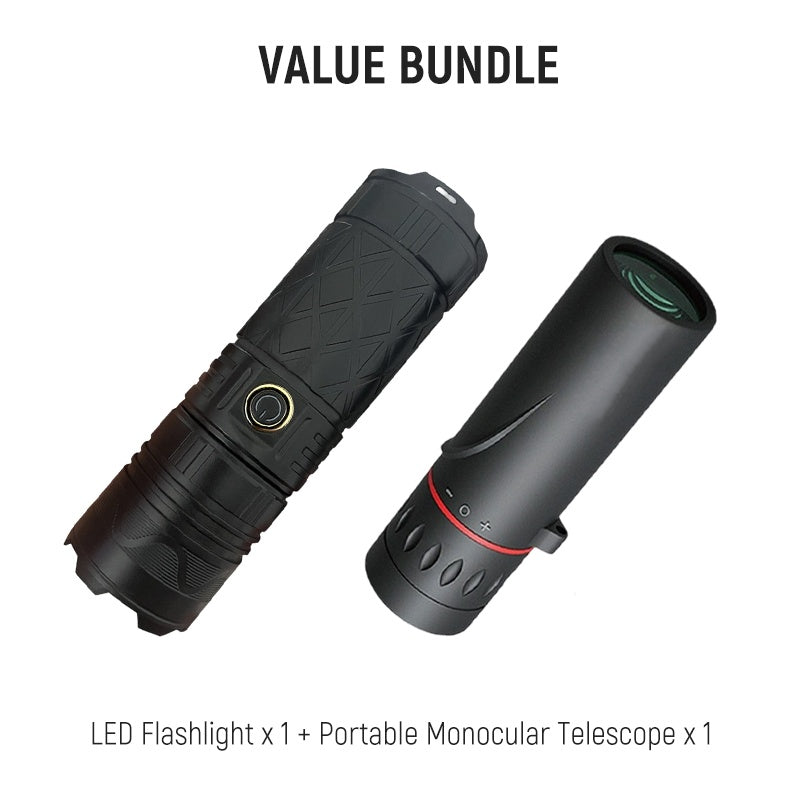 Ladattava P50 LED-taskulamppu säädettävällä zoomilla