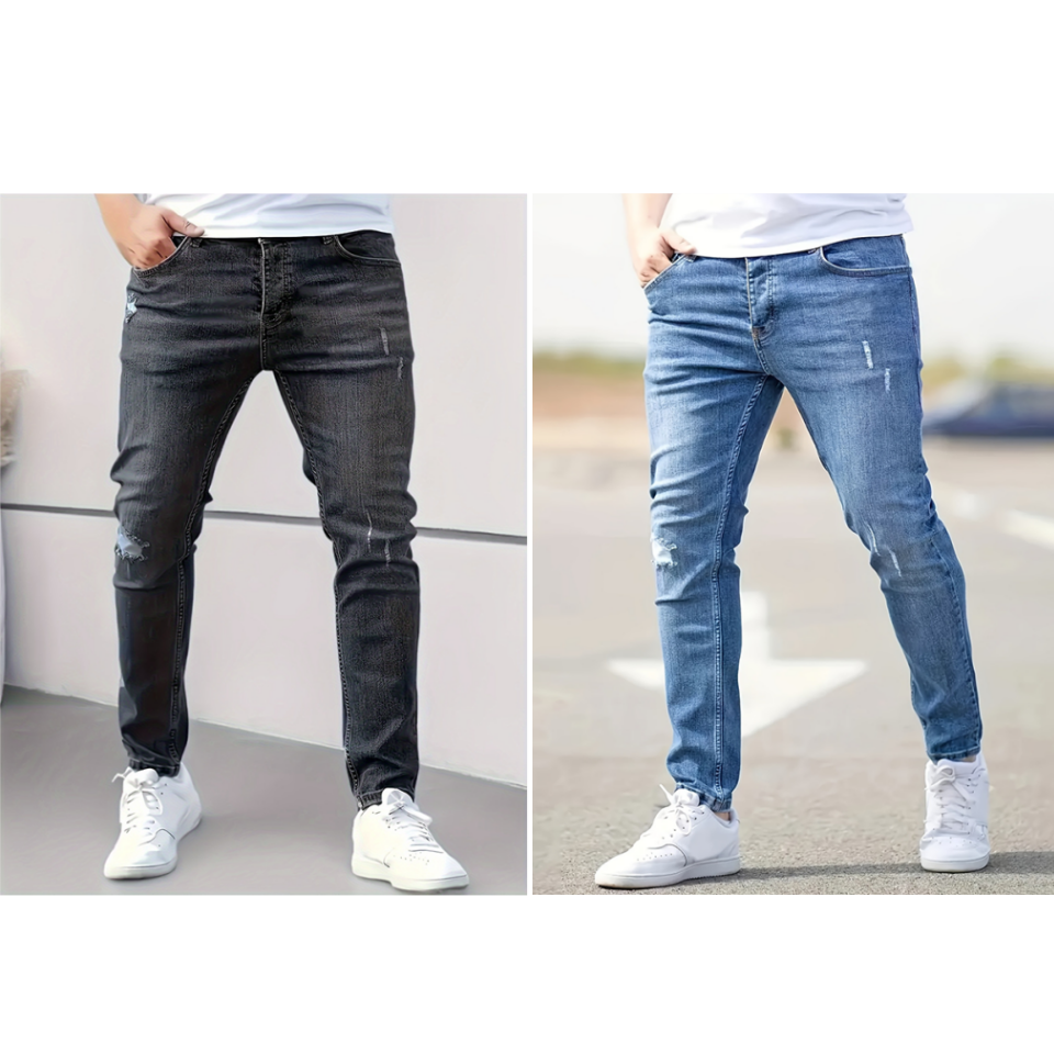 Miesten repeytyneet joustavat skinny-farkut