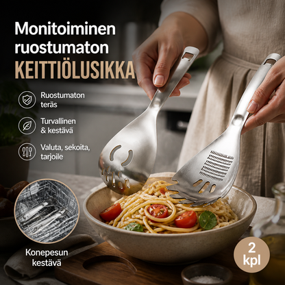 Monikäyttöinen ruostumattomasta teräksestä valmistettu keittiölusikka – kestävä ja tyylikäs keittiöön!