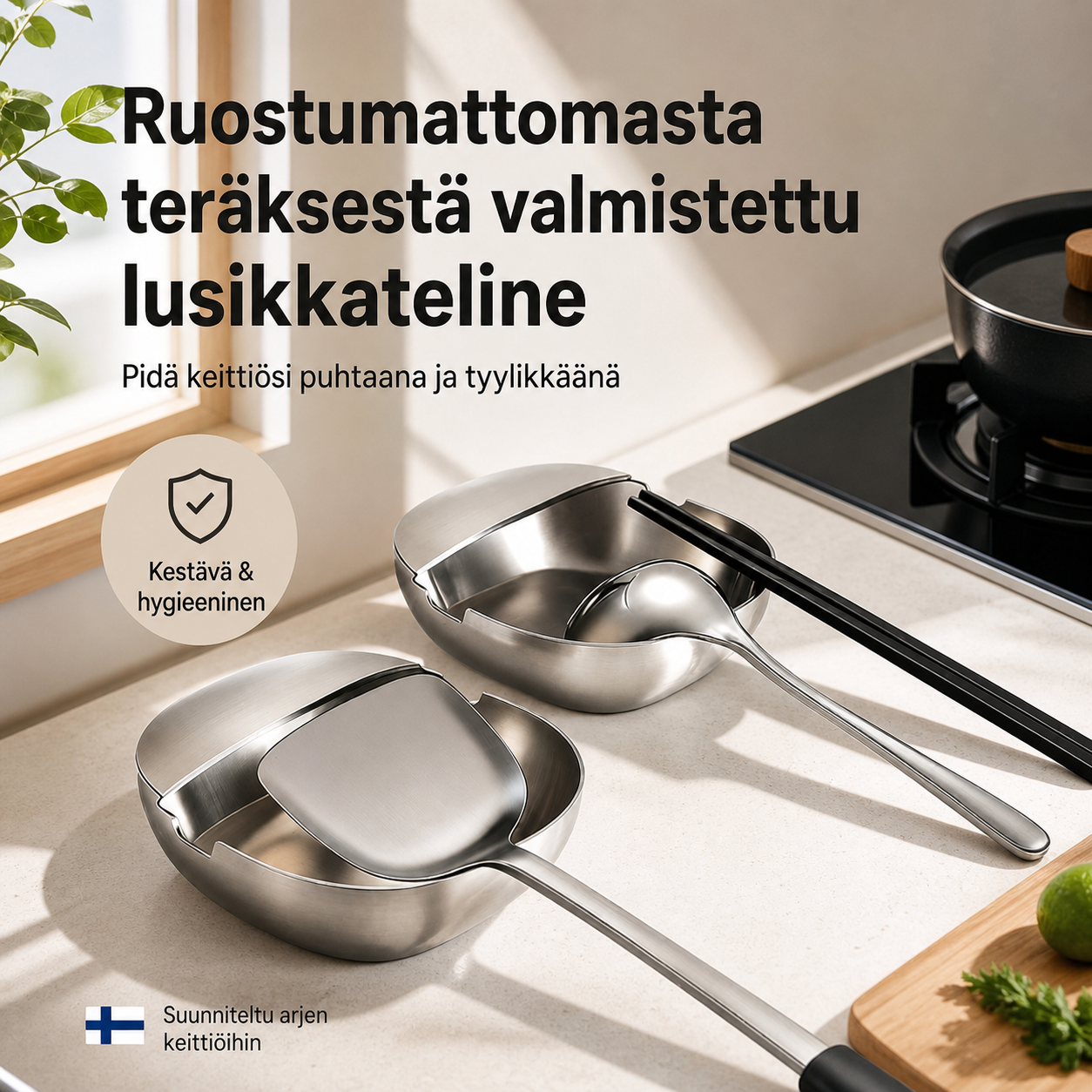 💎 -55% ALENNUS! 💎 Ruostumattomasta teräksestä valmistettu lusikkateline – Ruostumaton, tippaa keräävä ja tilaa säästävä keittiön välttämättömyys 🥄✨
