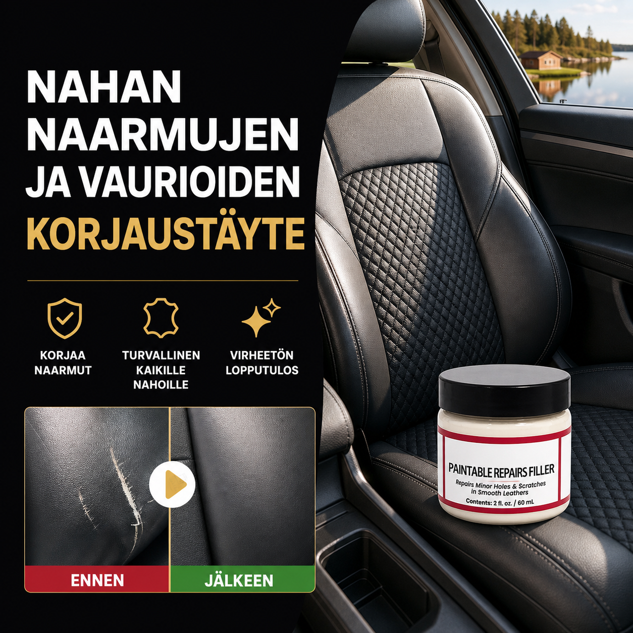 Nahan naarmujen ja vaurioiden korjaustäyte