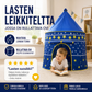 Lasten leikkiteltta, jossa on rullattava ovi