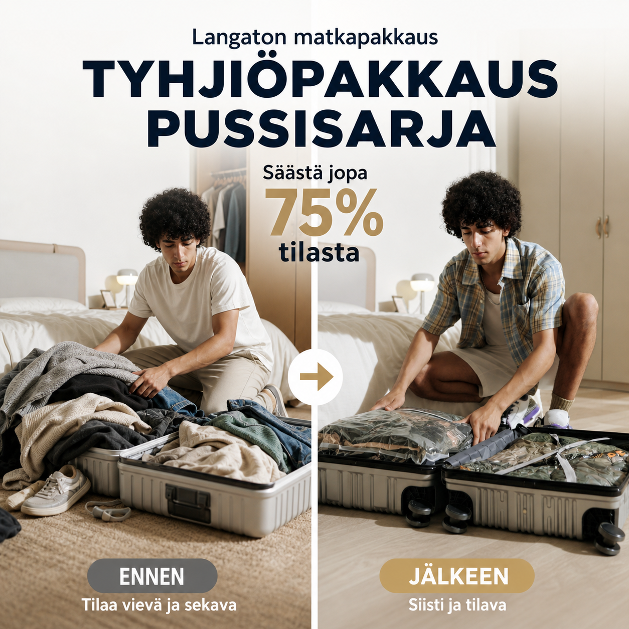 Langaton matkapakkaus tyhjiöpakkauspussisarja