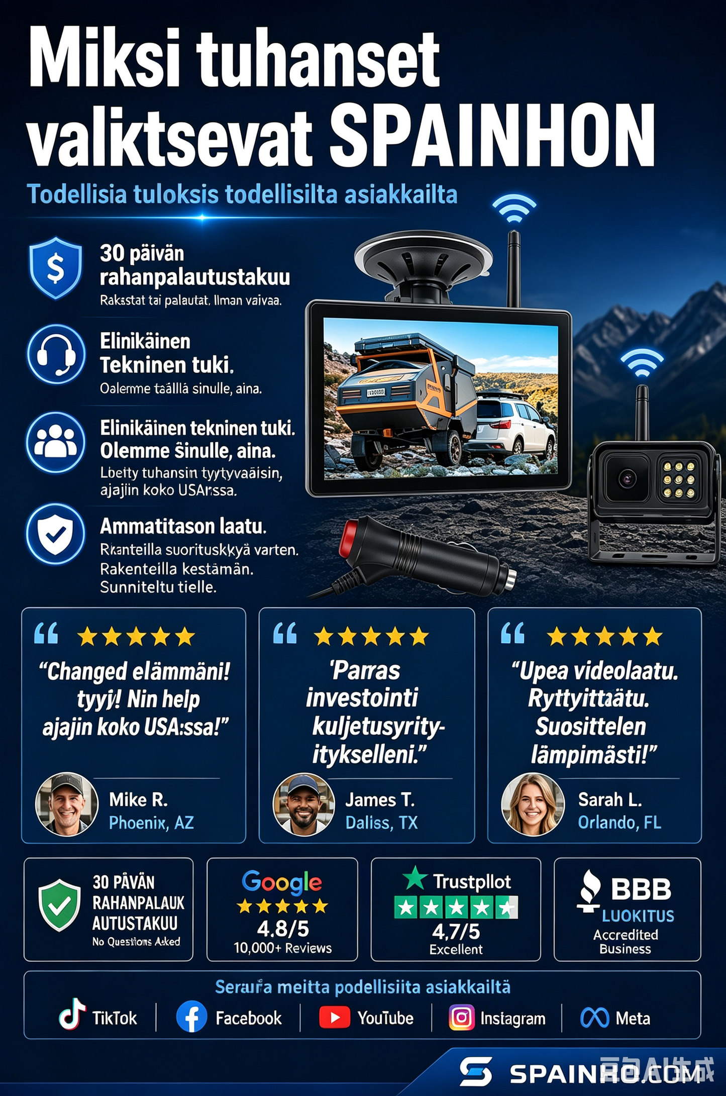 🔥🎁 UUSI 60% ALENNUS 🔥 Langaton peruutuskamerajärjestelmä 1080p HD -laadulla