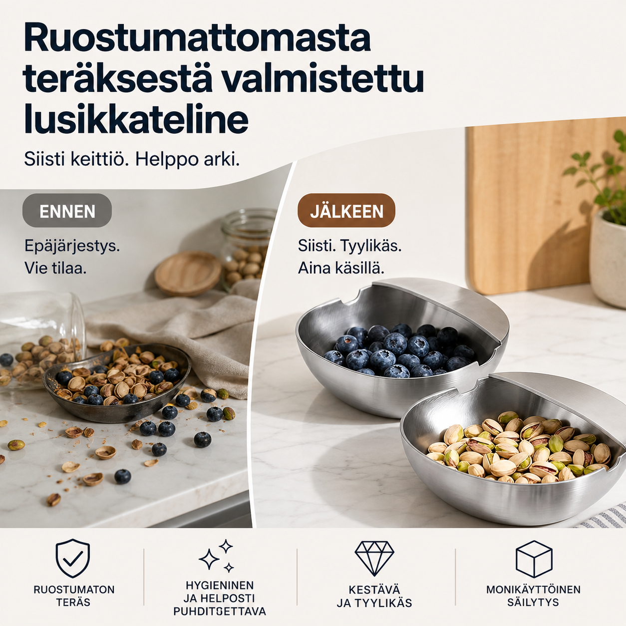 💎 -55% ALENNUS! 💎 Ruostumattomasta teräksestä valmistettu lusikkateline – Ruostumaton, tippaa keräävä ja tilaa säästävä keittiön välttämättömyys 🥄✨
