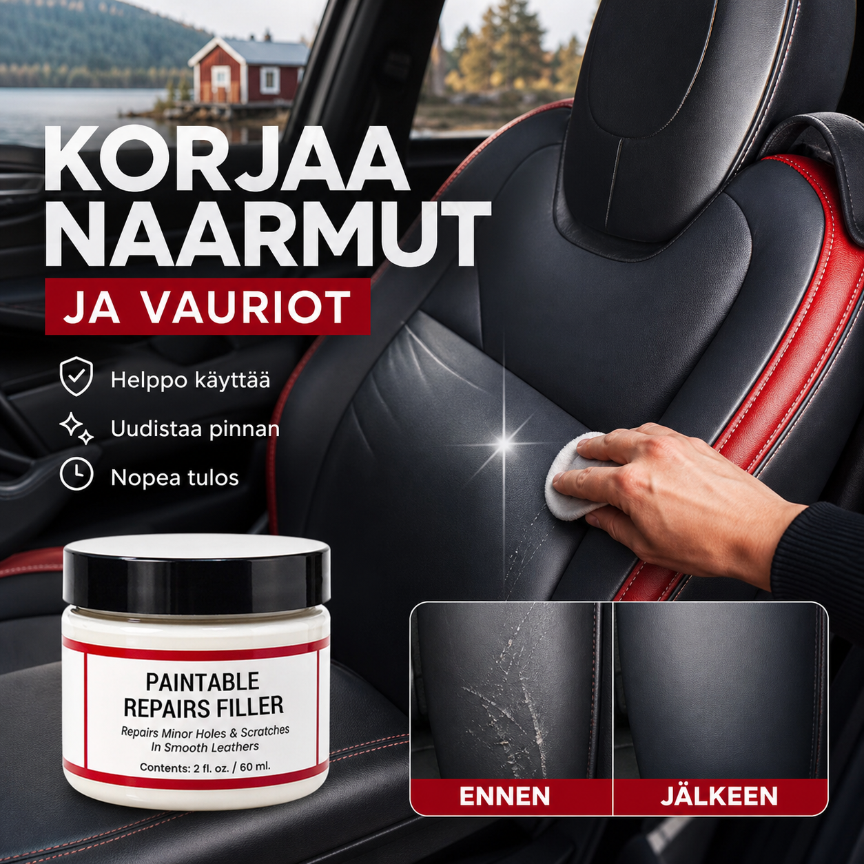 Nahan naarmujen ja vaurioiden korjaustäyte