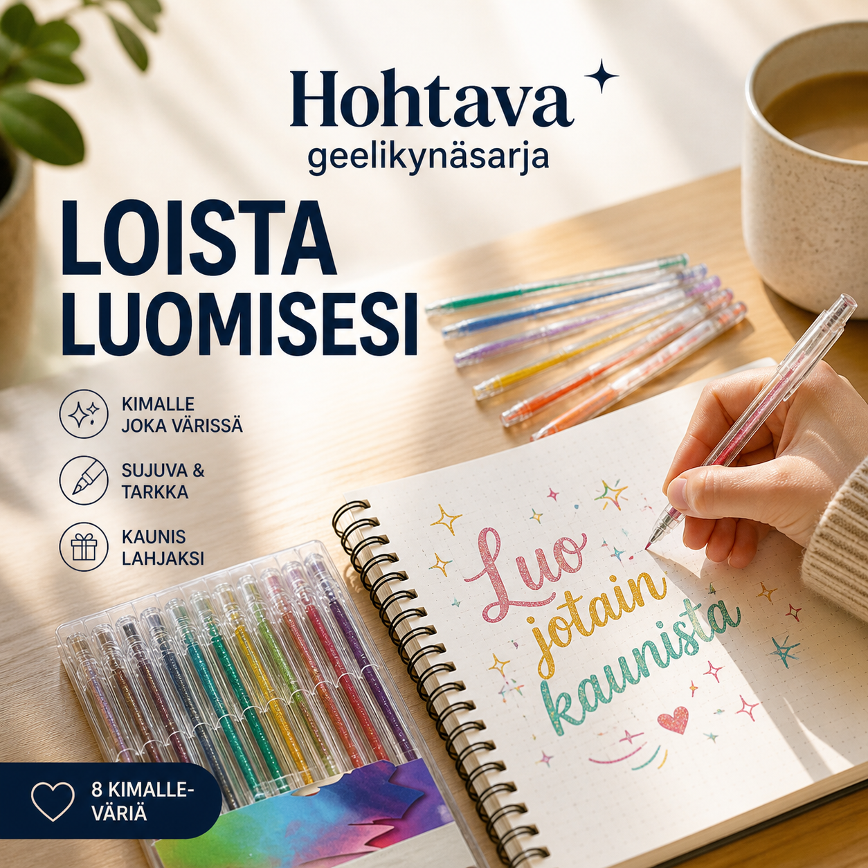 🌲Aikainen joulutarjous – 50% ALENNUS! 🎁 Hohtava geelikynäsarja – loistaa ja koristaa jokaisen kortin ja piirroksen!