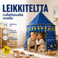 Lasten leikkiteltta, jossa on rullattava ovi