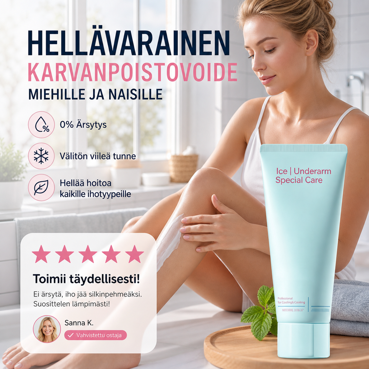 Hellävarainen karvanpoistovoide miehille ja naisille