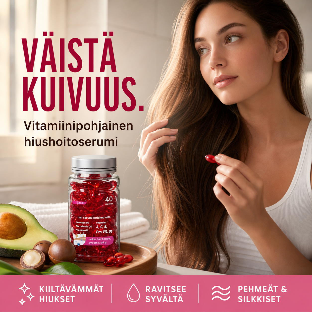 Vitamiinipohjainen hiushoitoserumi