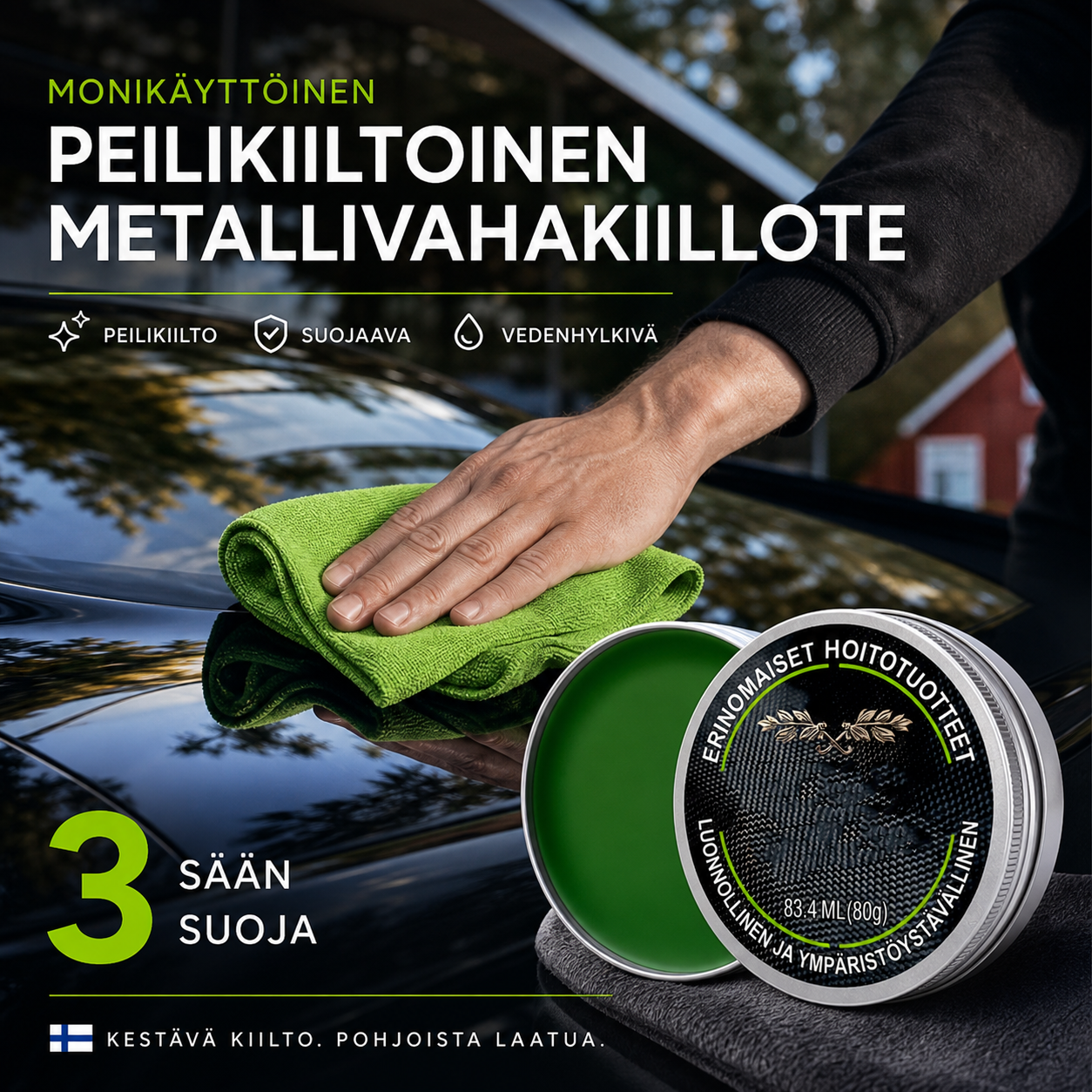 Monikäyttöinen peilikiiltoinen metallivahakiillote