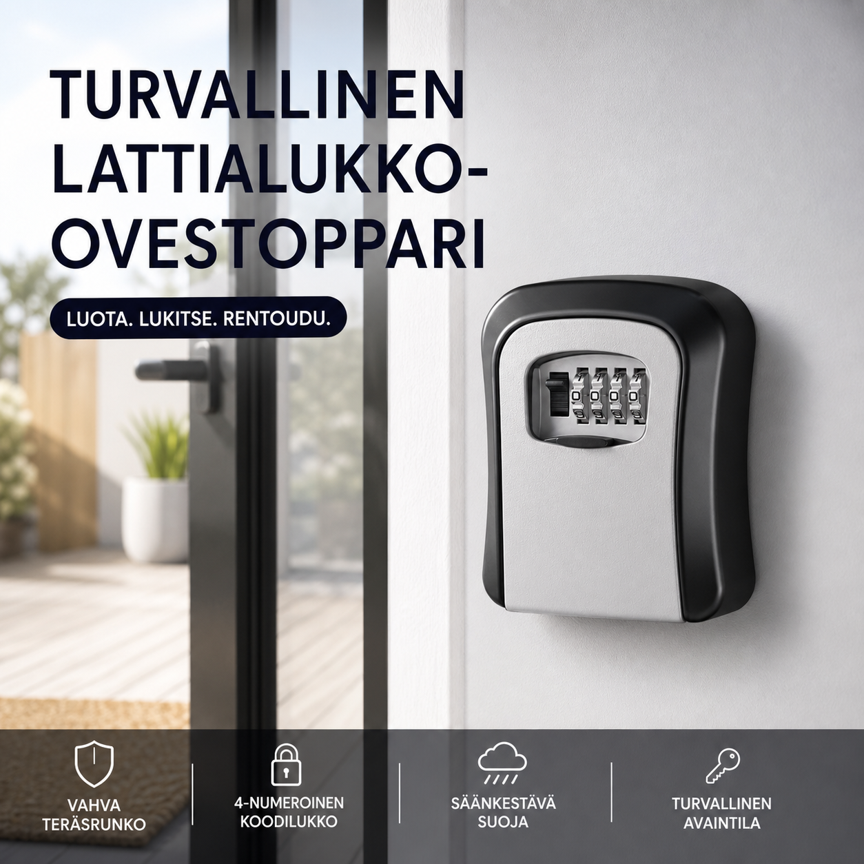 Turvallinen lattialukko-ovestoppari