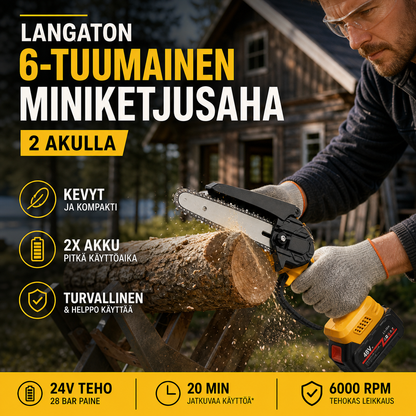 ⚡60 % alennus nyt! 🌳Langaton 6-tuumainen miniketjusaha 1 akulla🌲