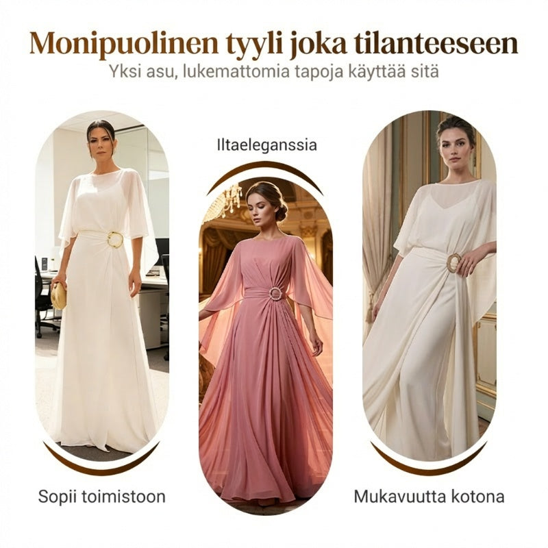 Laskeutuva viittahihainen toppi ja kietaisuhousut -setti