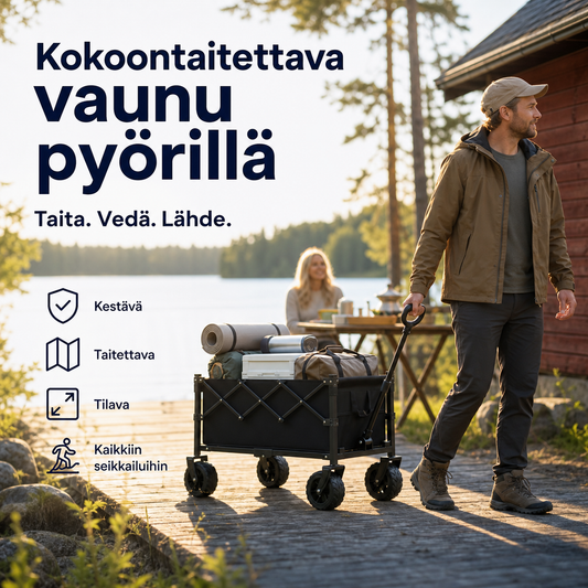 Kokoontaitettava vaunu pyörillä