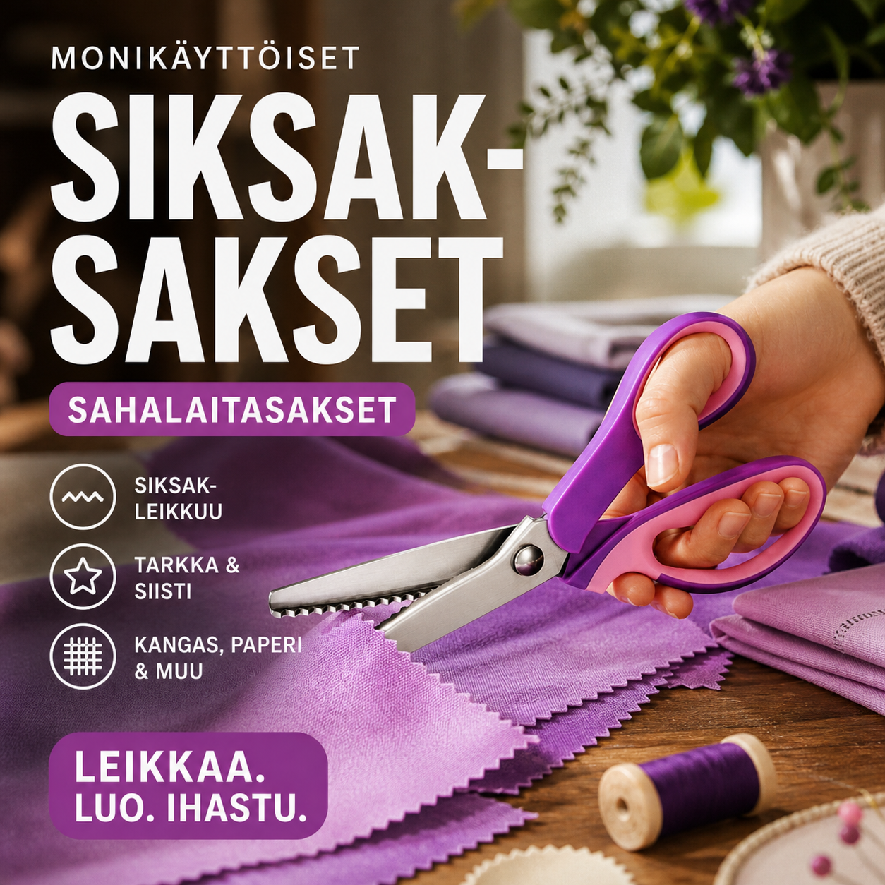 📢📢 50 % ALENNUS!! 🥳✨ Monikäyttöiset siksak-sakset, sahalaitasakset ✂️🧵