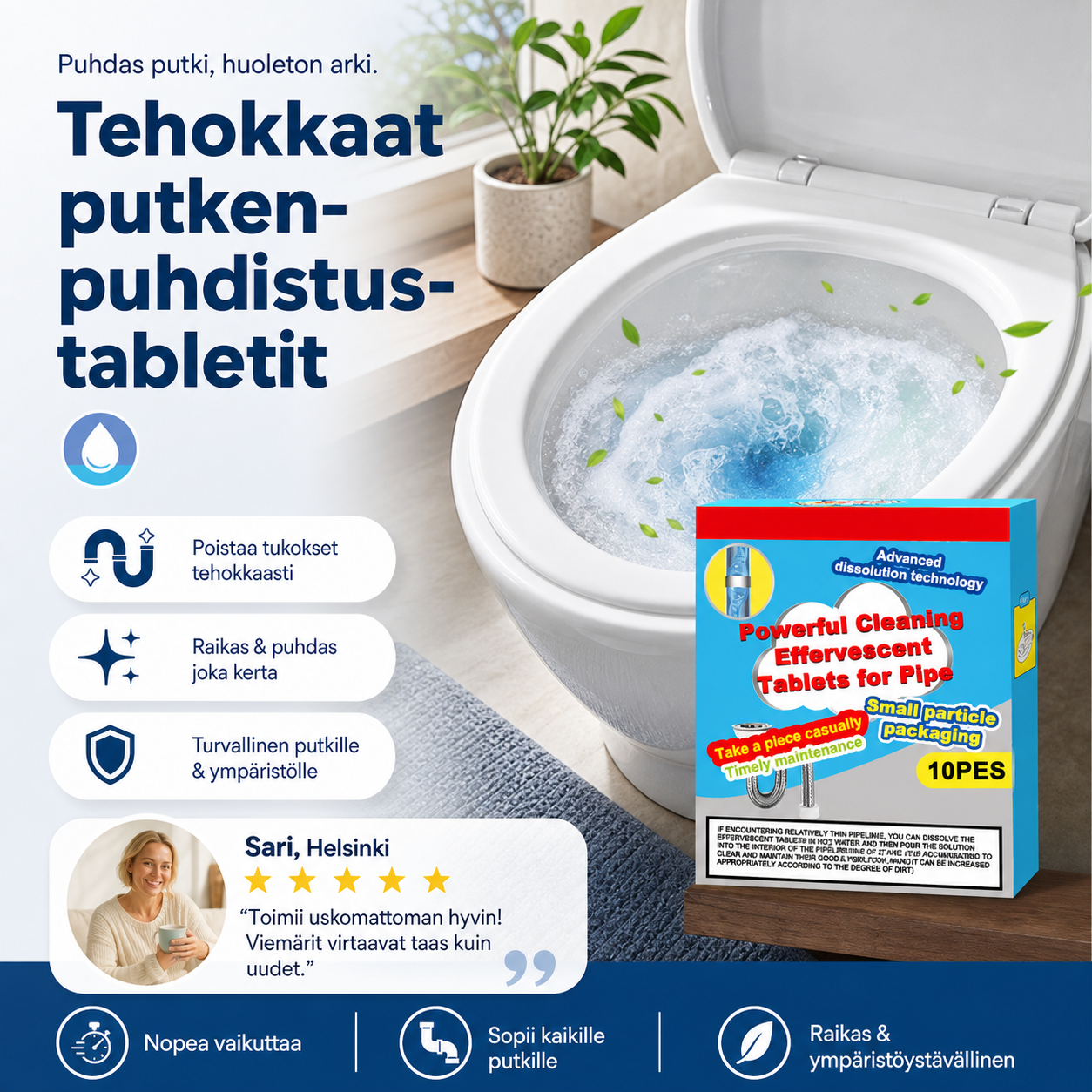 🔥50 % ALENNUS ❤️ Tehokkaat putkenpuhdistustabletit – avaa tukokset vaivattomasti!