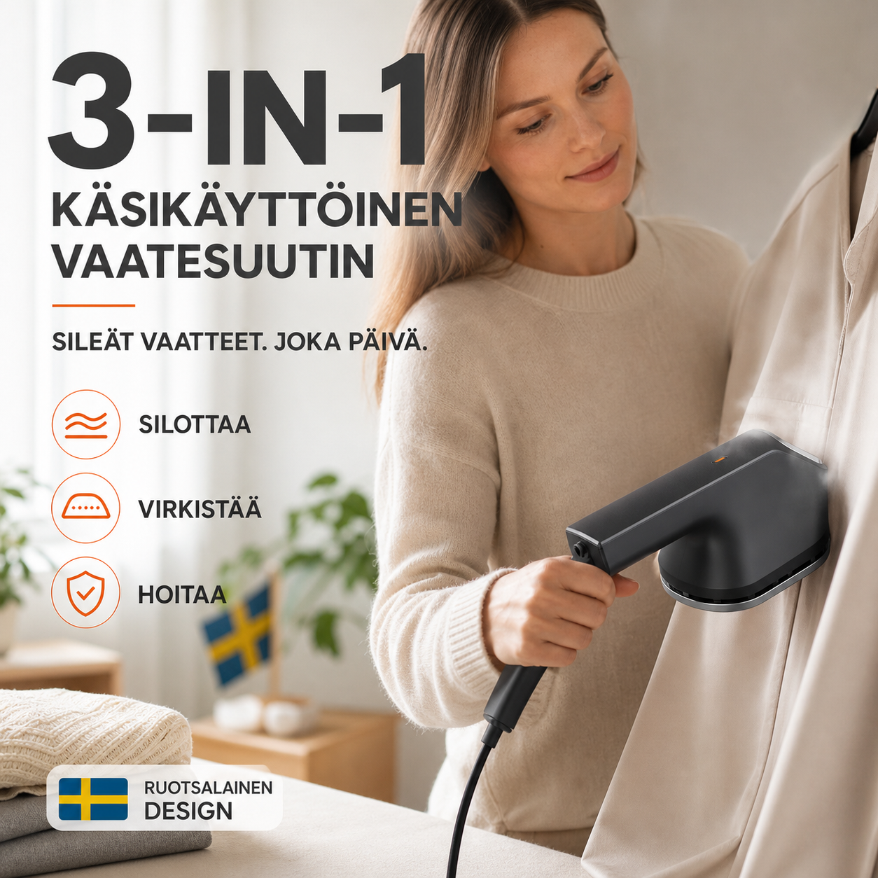 3-in-1-käsikäyttöinen vaatesuutin