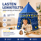 Lasten leikkiteltta, jossa on rullattava ovi