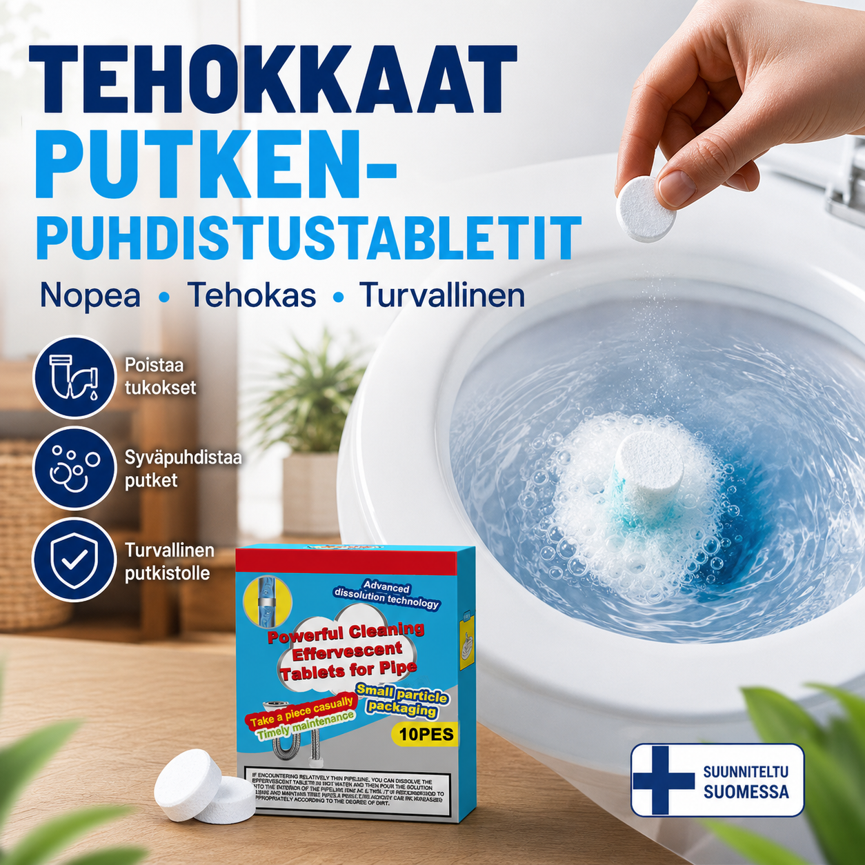 🔥50 % ALENNUS ❤️ Tehokkaat putkenpuhdistustabletit – avaa tukokset vaivattomasti!
