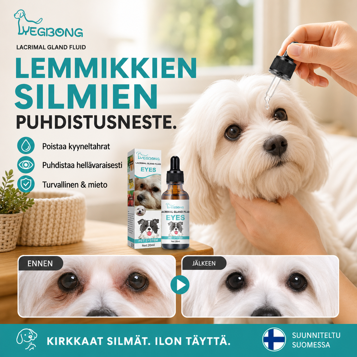 Huolehdi lemmikistäsi, joka on aina vierelläsi – lemmikkien silmien puhdistusneste