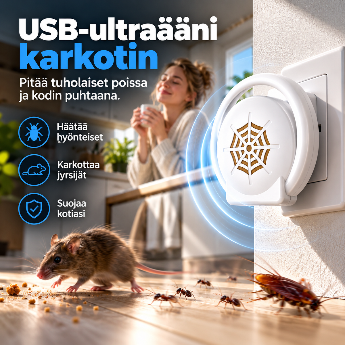 USB-ultraäänikarkotin – pidä tuholaiset poissa pieniltä alueilta!