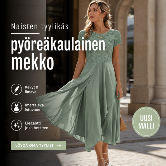 Naisten tyylikäs pyöreäkaulainen mekko