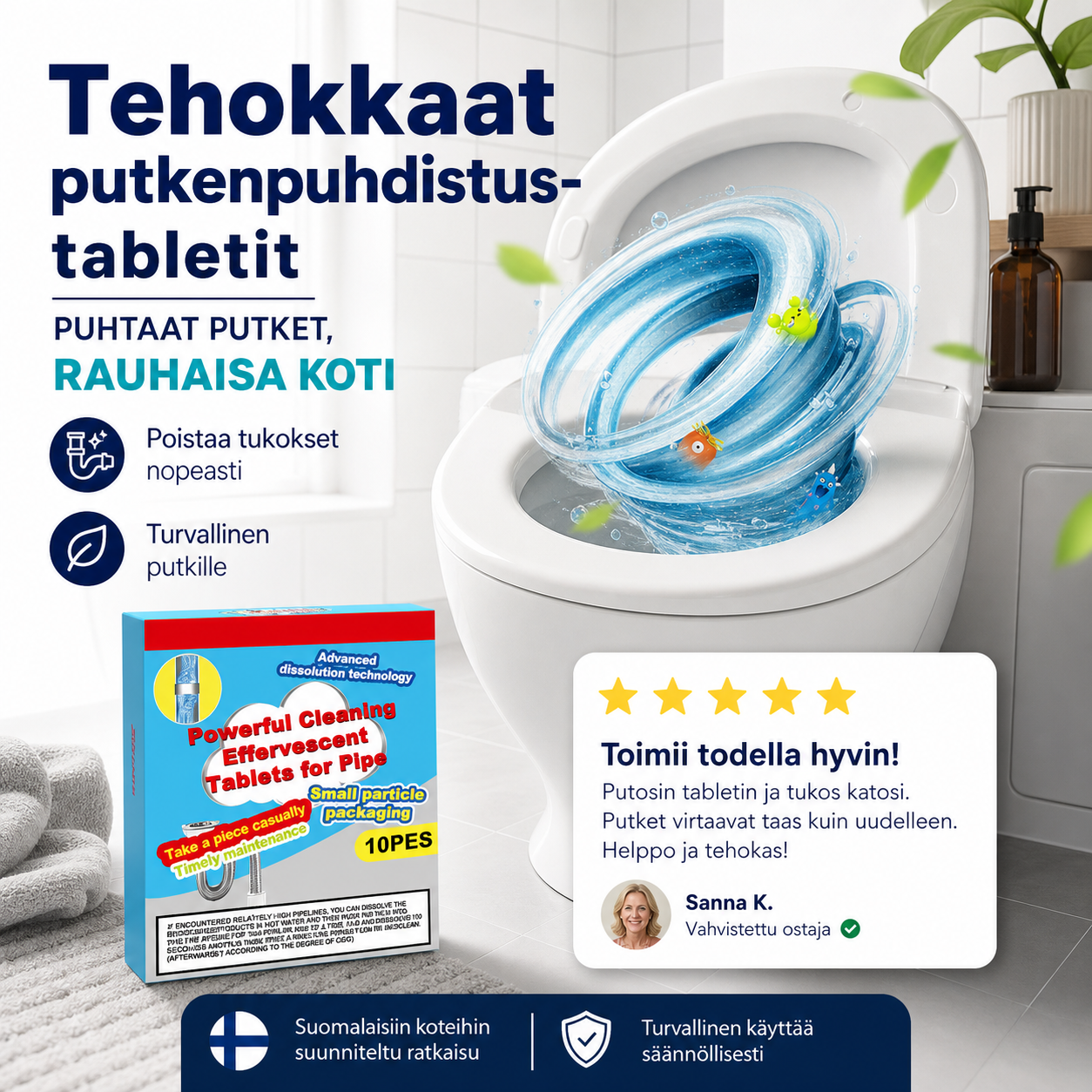 🔥50 % ALENNUS ❤️ Tehokkaat putkenpuhdistustabletit – avaa tukokset vaivattomasti!