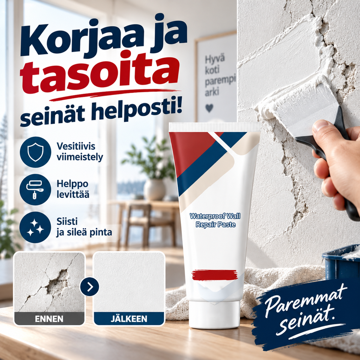 Yhdistelmä seinänkorjauspasta telalla – korjaa ja tasoita seinät helposti!