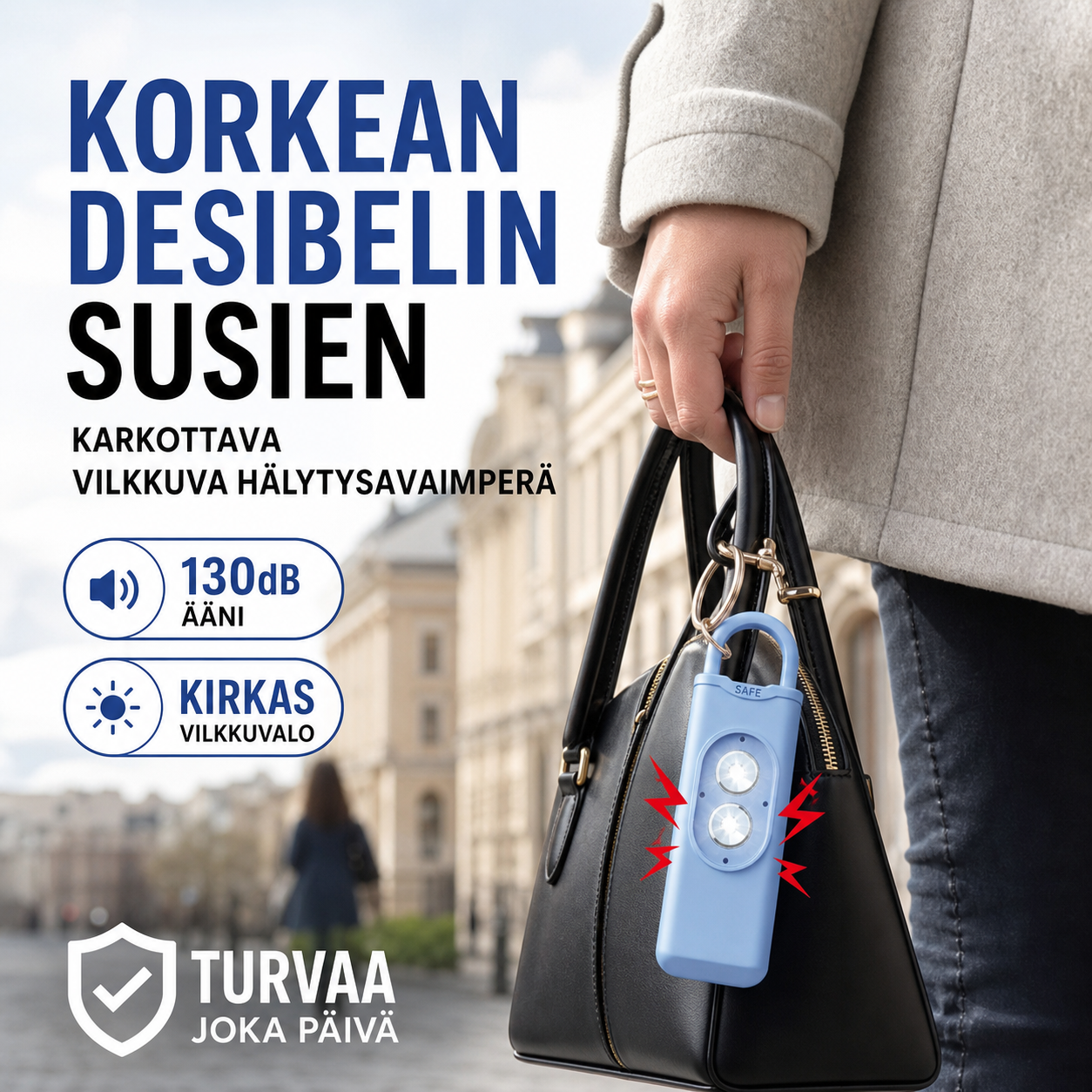Korkean desibelin susien karkottava vilkkuva hälytysavainperä