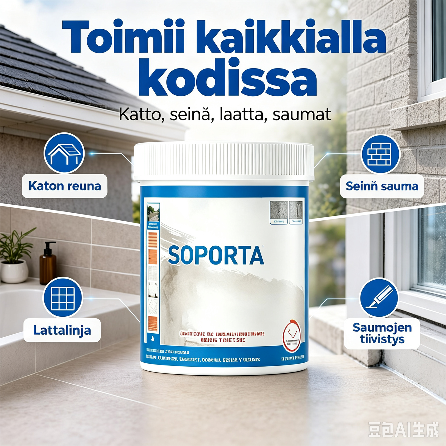 Monipintainen vedenpitävä korjaustiiviste – tiivistää ja korjaa kaikki pinnat!