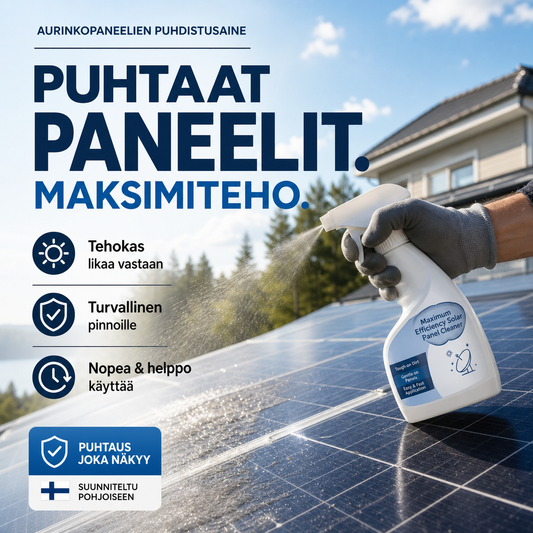 Maksimaalisen tehokkuuden aurinkopaneelien puhdistusaine