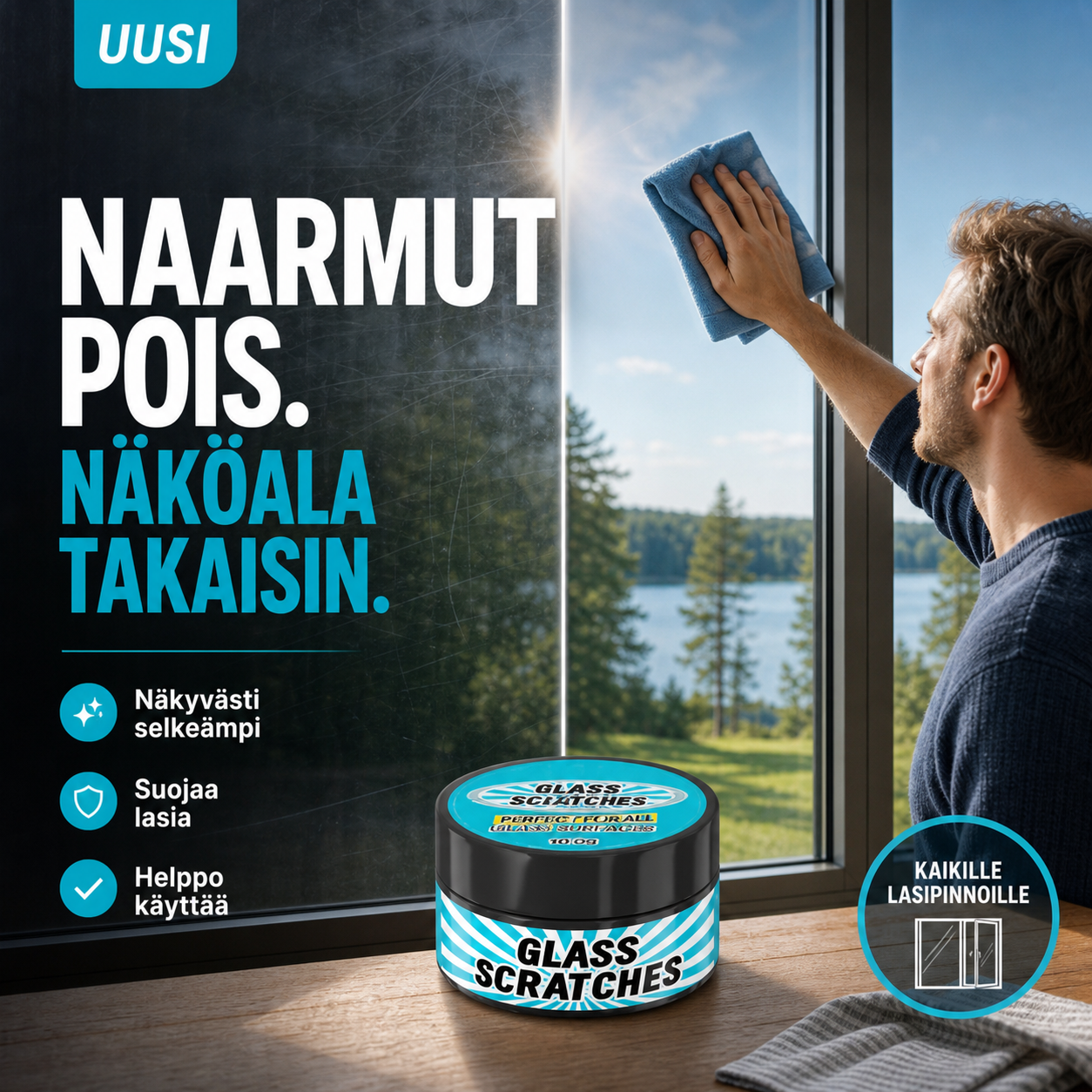Monikäyttöinen lasin naarmujen korjauspasta