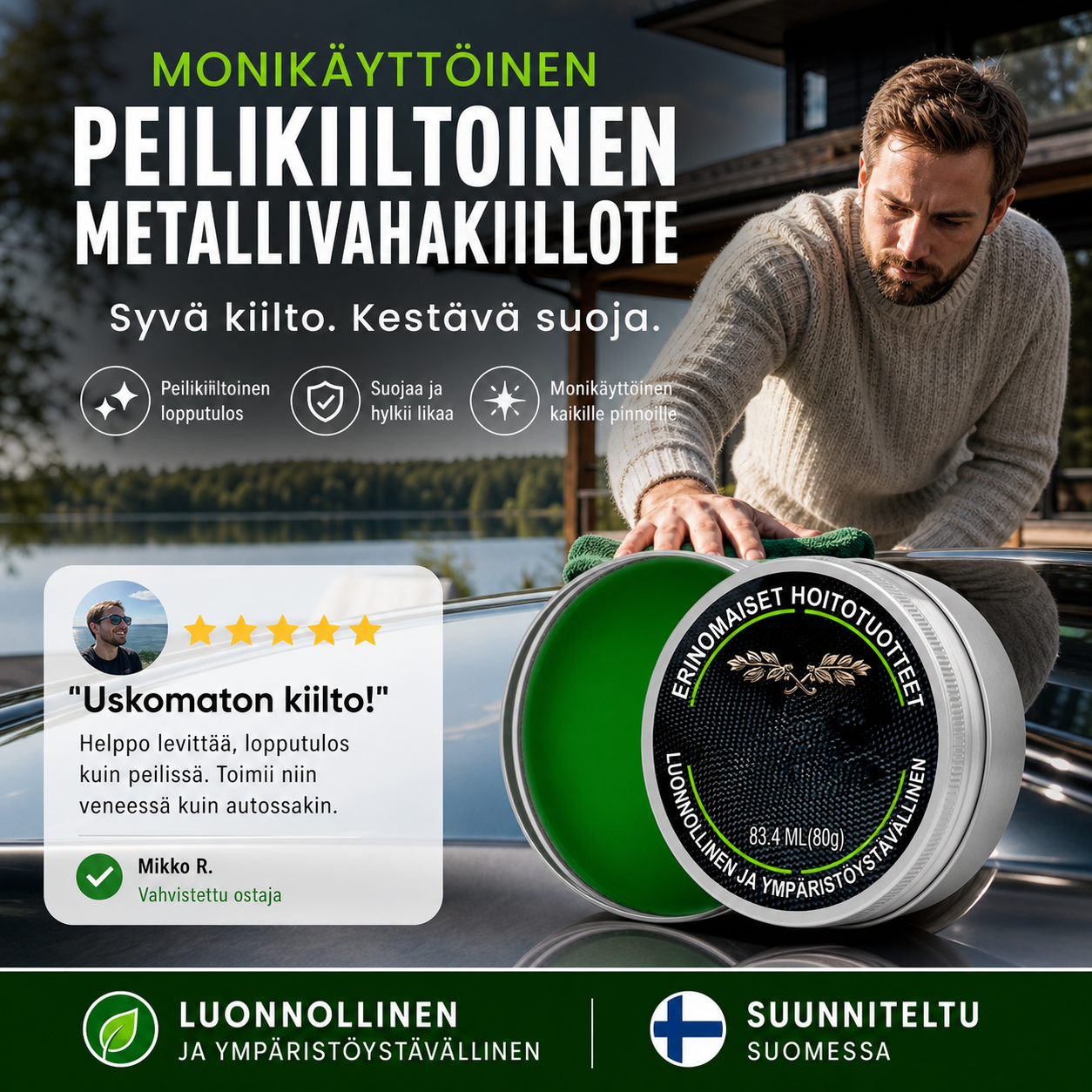 Monikäyttöinen peilikiiltoinen metallivahakiillote