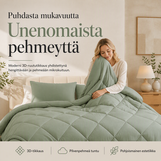 3-osainen tikattu päiväpeitesetti tyynyliinojen kanssa
