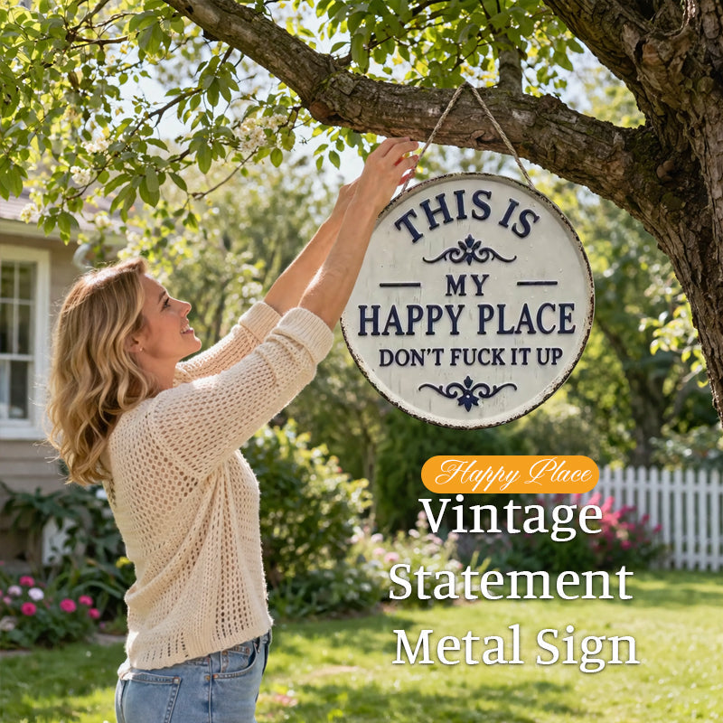 📢📢VIIMEINEN ALENNUSPÄIVÄ 50 % ALENNUS✨Happy Place – Vintage-tyylinen metallikyltti