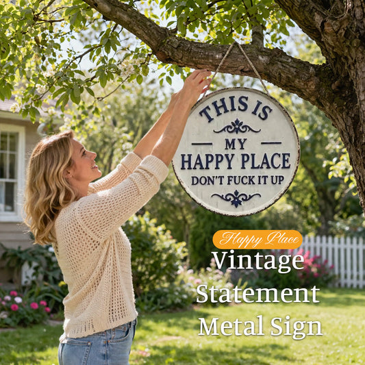 📢📢VIIMEINEN ALENNUSPÄIVÄ 50 % ALENNUS✨Happy Place – Vintage-tyylinen metallikyltti