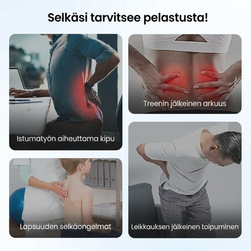 Magneettiterapia, akupunktio, hieronta, lannerangan paarit