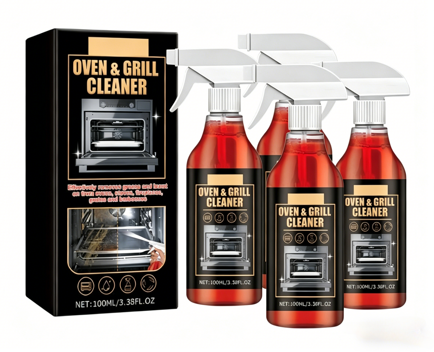 Nopeasti vaikuttava, tehokas grillin rasvanpoistospray