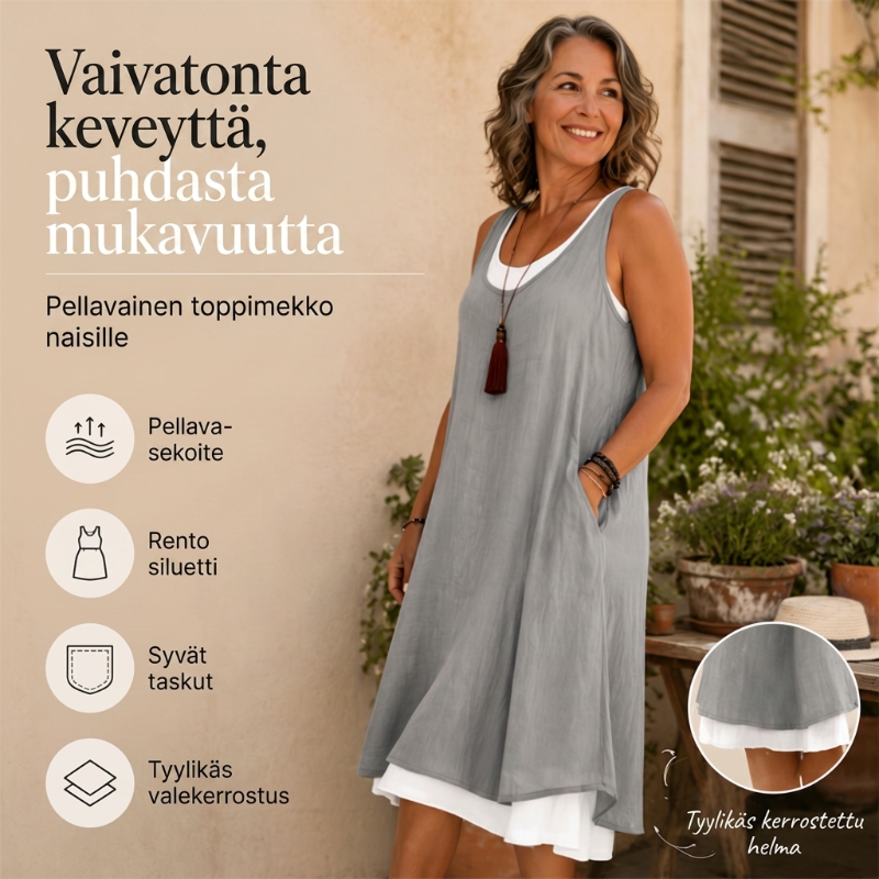 ⏰Alennusmyynnin viimeinen päivä: 50 %:n alennus 💃Rento ja väljä, hihaton kaksiosainen olkaimeton mekko naisille