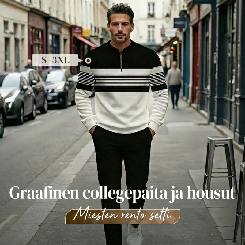 🔈🔈50 % ALENNUS🔥 Miesten graafinen collegepaita ja housut -setti