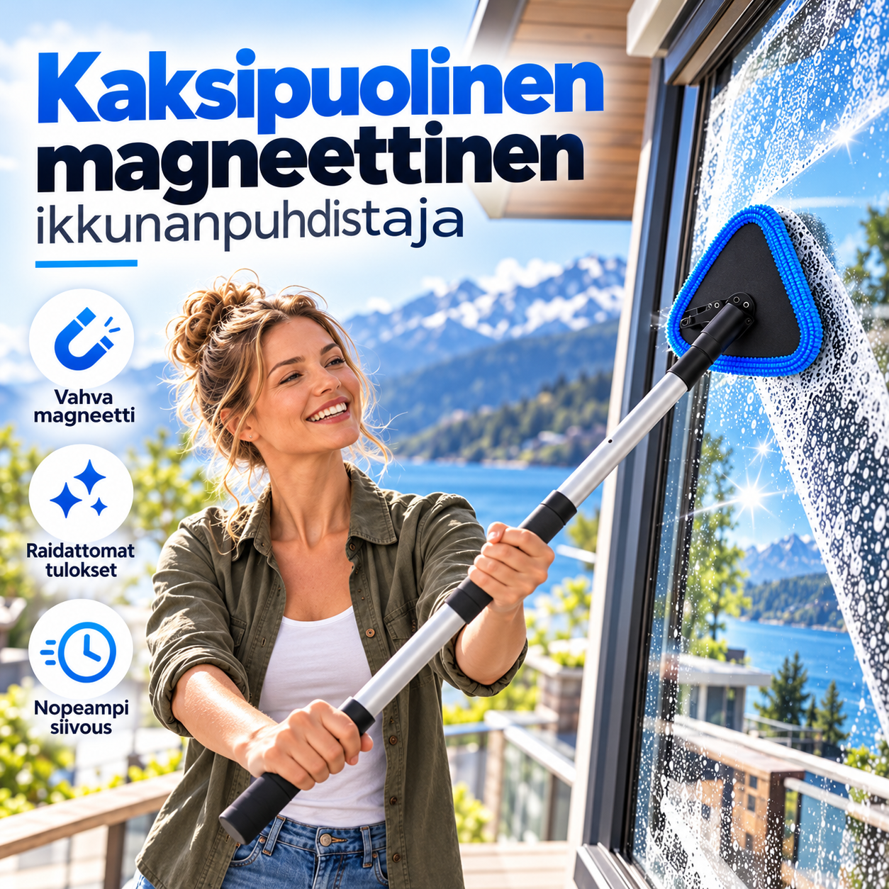 Kaksipuolinen magneettinen ikkunanpuhdistaja – puhdista auton lasit ilman raitoja!