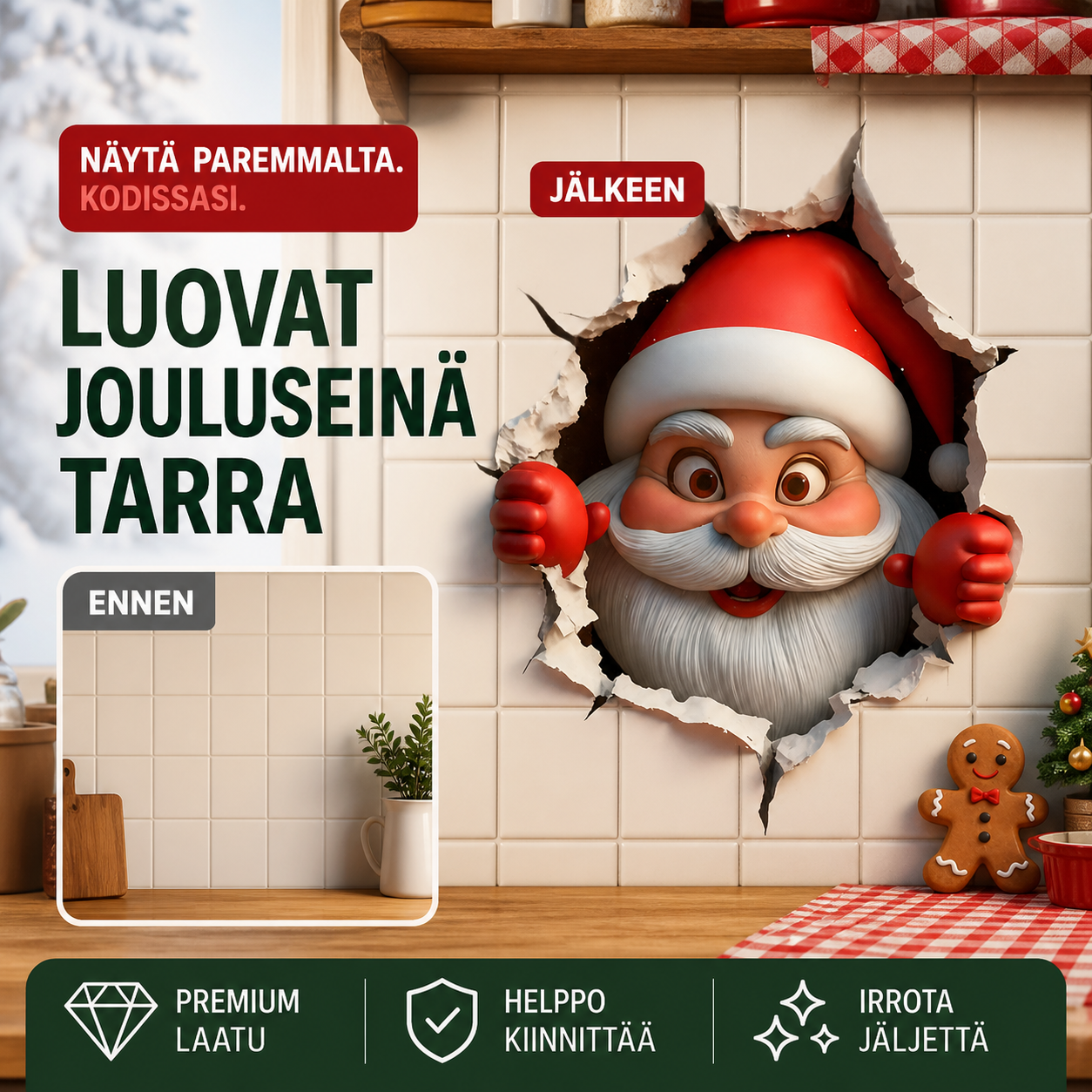 🎄Joulumyynti 50 % alennus🎅Luovat jouluseinä tarra