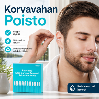 Uudelleenkäytettävät korvavahanpoistoon tarkoitetut liimapyyhkeet